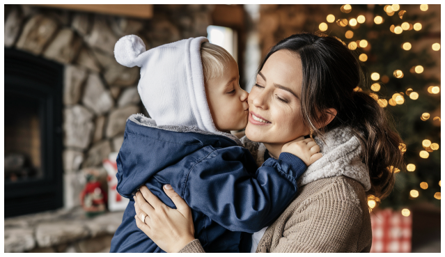 Rührendes KI-Familienkussfoto
